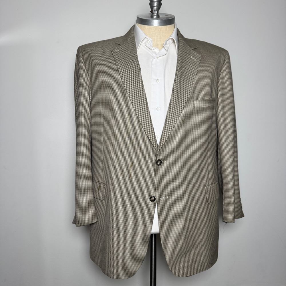 JOS A BANK Signature Collection Mens 50R Houndstooth Wool Blazer Sport Coat‎